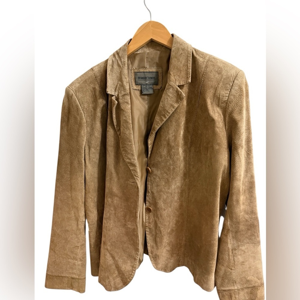 Brandon Thomas Genuine Leather Blazer Jacket Tan XL Western Boho